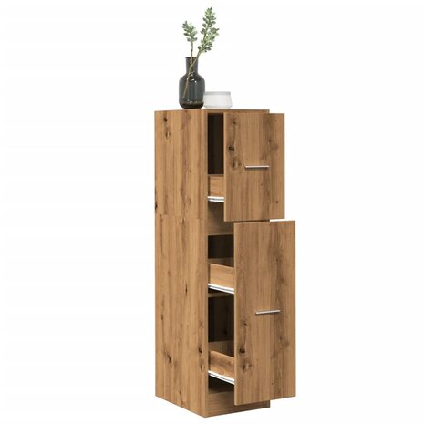 Apothekerskast 30x41x118 cm bewerkt hout artisanaal eikenkleur 1