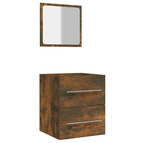 Badkamerkast met spiegel 41x38,5x48 cm gerookt eikenkleurig  2