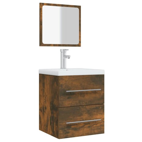 Badkamerkast met spiegel 41x38,5x48 cm gerookt eikenkleurig  4
