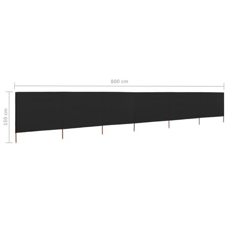 Windscherm 6-panelen 800x120 cm stof zwart 6