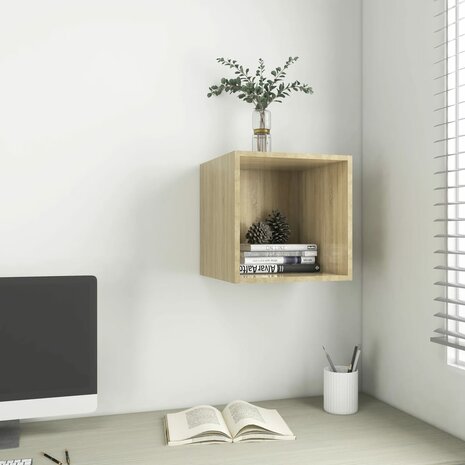 Wandkast 37x37x37 cm bewerkt hout sonoma eikenkleurig 1