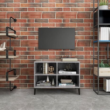 Tv-meubel met metalen poten 69,5x30x50 cm betongrijs 1