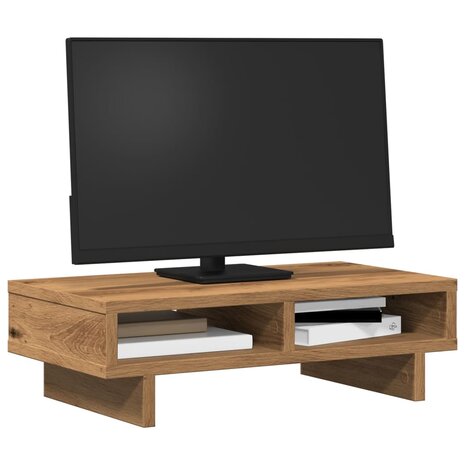 Monitorstandaard 50x27x15 cm bewerkt hout artisanaal eikenkleur 3