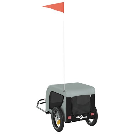 Hondenfietstrailer oxford stof en ijzer grijs en zwart 7