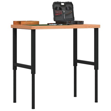 Werkbank rechthoekig 100x60x(73-99,5) cm massief beukenhout 1