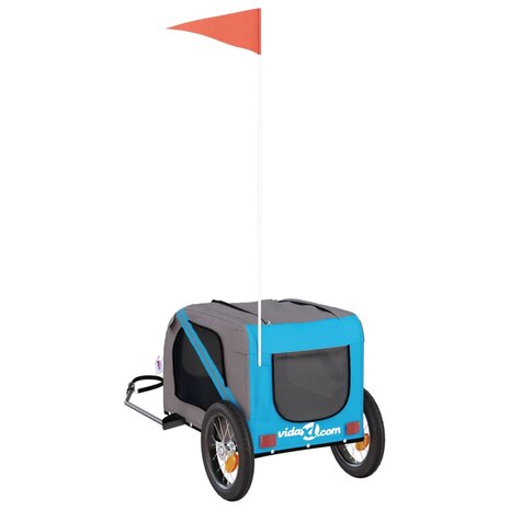 Hondenfietstrailer oxford stof en ijzer blauw en grijs 8