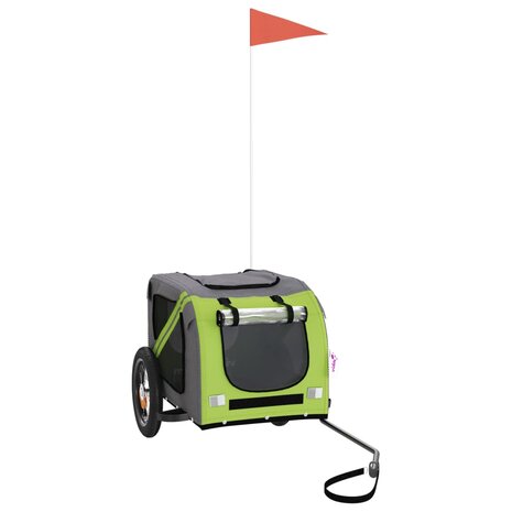 Hondenfietstrailer oxford stof en ijzer groen en grijs 2