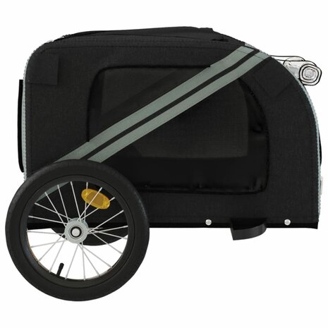 Hondenfietstrailer oxford stof en ijzer zwart en grijs 7