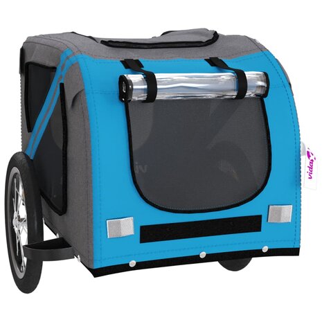 Hondenfietstrailer oxford stof en ijzer blauw en grijs 5
