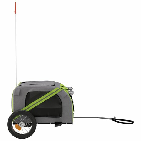 Hondenfietstrailer oxford stof en ijzer groen en grijs 6