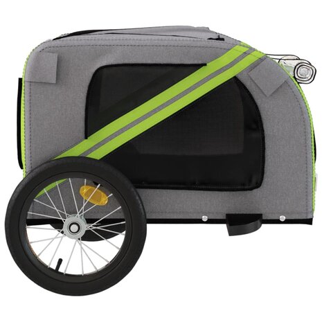 Hondenfietstrailer oxford stof en ijzer groen en grijs 7