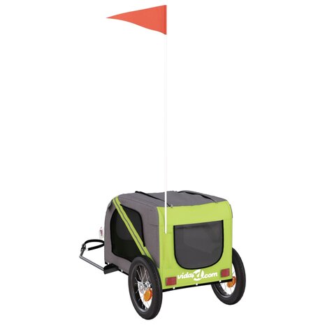 Hondenfietstrailer oxford stof en ijzer groen en grijs 8