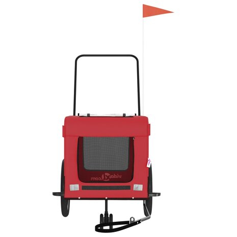 Hondenfietstrailer oxford stof en ijzer rood en zwart 5