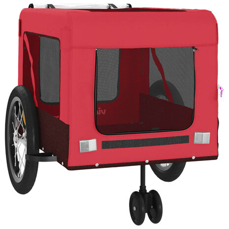 Hondenfietstrailer oxford stof en ijzer rood en zwart 6