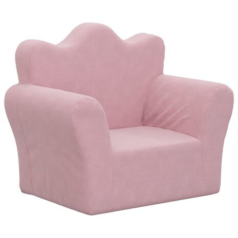 Kinderbank zacht pluche roze 2