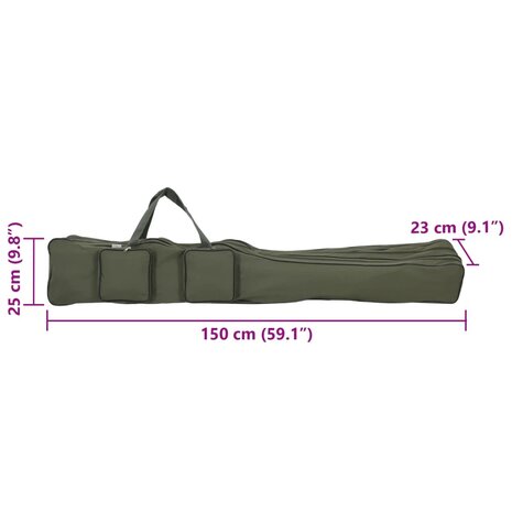 Hengeltas 150 cm oxford stof donkergroen 7