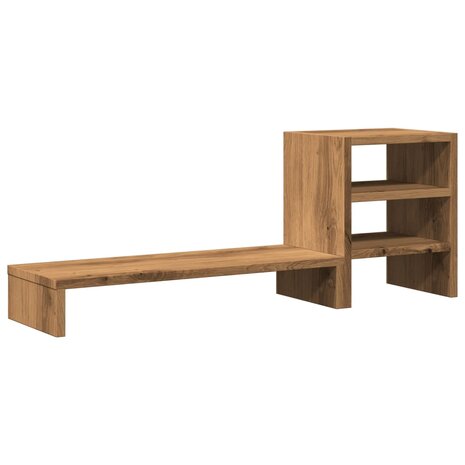 Monitorstandaard met bureau-organizer hout artisanaal eiken 6
