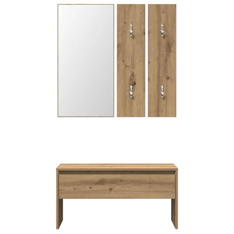Halmeubelset bewerkt hout artisanaal eikenkleur 4