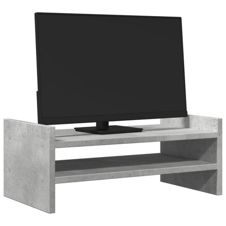 Monitorstandaard 50x27x20 cm bewerkt hout betongrijs 3