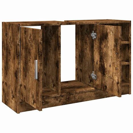 Wastafelkast 90x29x55 cm bewerkt hout gerookt eikenkleurig 5