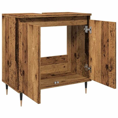 Badkamerkast 58x33x60 cm bewerkt hout oud houtkleurig 8