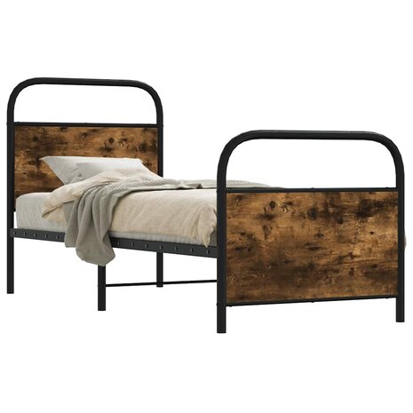 Bedframe zonder matras bewerkt hout gerookt eiken 75x190 cm 1