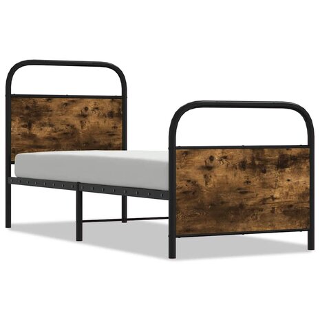 Bedframe zonder matras bewerkt hout gerookt eiken 75x190 cm 2