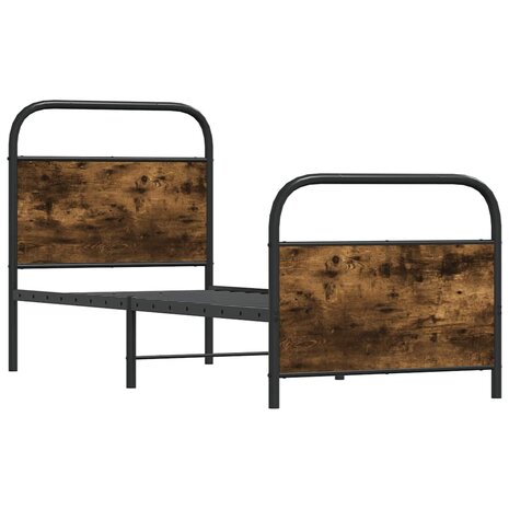 Bedframe zonder matras bewerkt hout gerookt eiken 75x190 cm 3