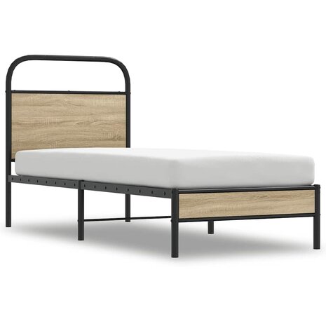 Bedframe zonder matras bewerkt hout gerookt eiken 80x200 cm 2