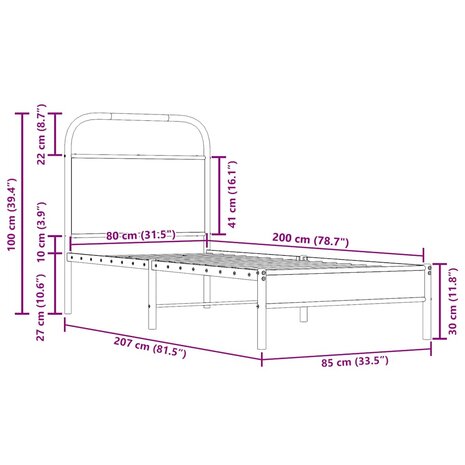 Bedframe zonder matras bewerkt hout gerookt eiken 80x200 cm 9