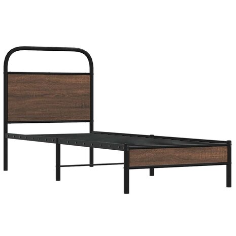 Bedframe zonder matras bewerkt hout bruin eikenkleur 75x190 cm 3
