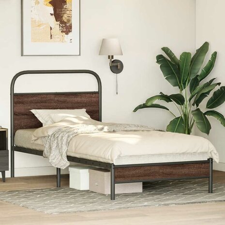 Bedframe zonder matras bewerkt hout bruin eikenkleur 90x190 cm 4
