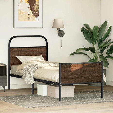 Bedframe zonder matras bewerkt hout bruin eikenkleur 80x200 cm 4