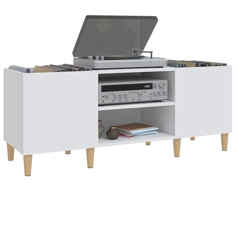 Platenkast 121x38x48 cm bewerkt hout wit 4