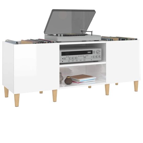 Platenkast 121x38x48 cm bewerkt hout hoogglans wit 4