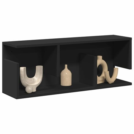 Wandkast 80x20x30 cm bewerkt hout zwart 1