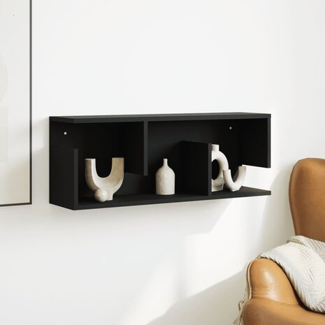 Wandkast 80x20x30 cm bewerkt hout zwart 3