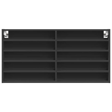 Vitrinekast 100x8,5x50 cm bewerkt hout zwart 4