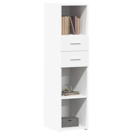 Hoge kast 30x42,5x124 cm bewerkt hout wit 3