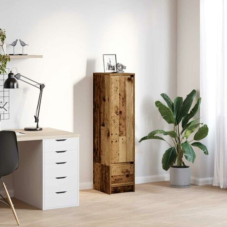 Hoge kast 29,5x34x119,5 cm bewerkt hout oud hout 1