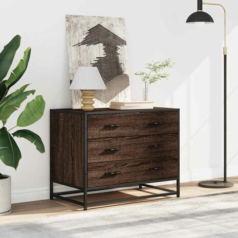 Ladekast 70x41x56 cm bewerkt hout bruin eikenkleur 3