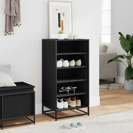Schoenenrek 48x38x97,5 cm bewerkt hout zwart 3
