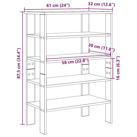 Schoenenrek 61x32x87,5 cm bewerkt hout betongrijs 9