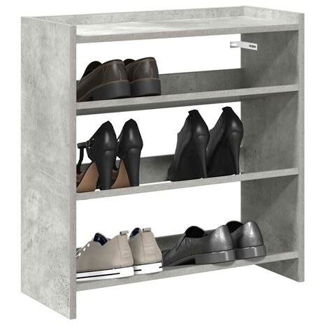 Schoenenrek 60x25x62 cm bewerkt hout betongrijs 1