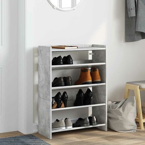 Schoenenrek 60x25x62 cm bewerkt hout betongrijs 3