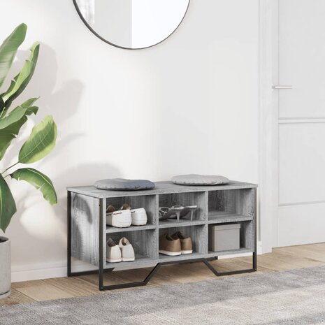 Schoenenkast 90x38x45,5 cm bewerkt hout grijs sonoma eikenkleur 3