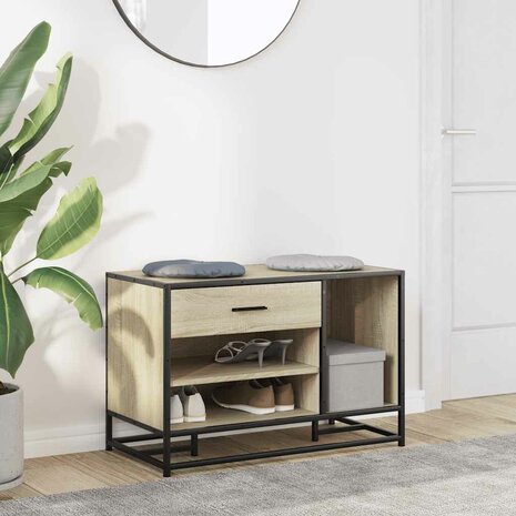 Schoenenbank 80x40x53,5 cm bewerkt hout en metaal sonoma eiken 3