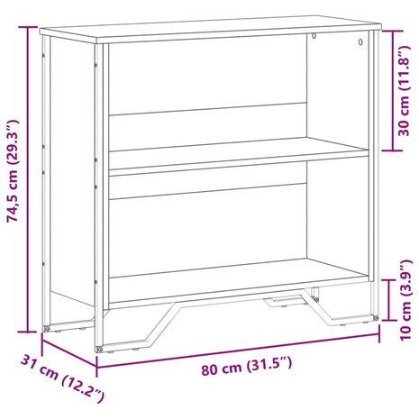 Boekenkast 80x31x74,5 cm bewerkt hout sonoma eikenkleurig 9