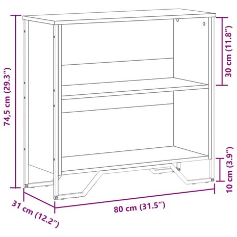 Boekenkast 80x31x74,5 cm bewerkt hout gerookt eikenkleurig 9
