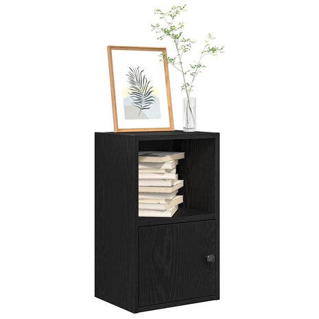 Boekenkast 31x24x52 cm bewerkt hout zwart eikenkleurig 1